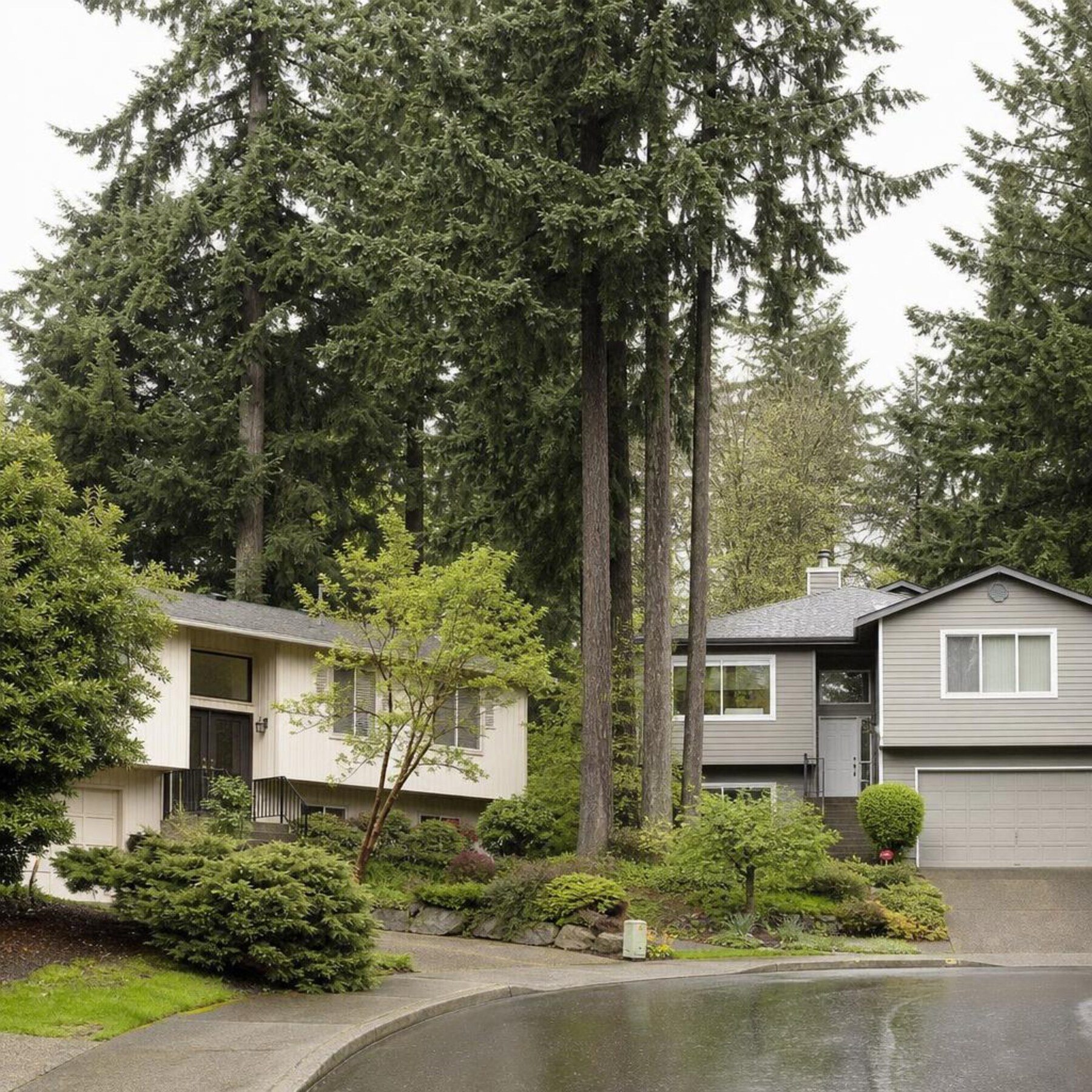 Bothell Washington Canyon Park neighbourhood with tall Douglas fir trees
