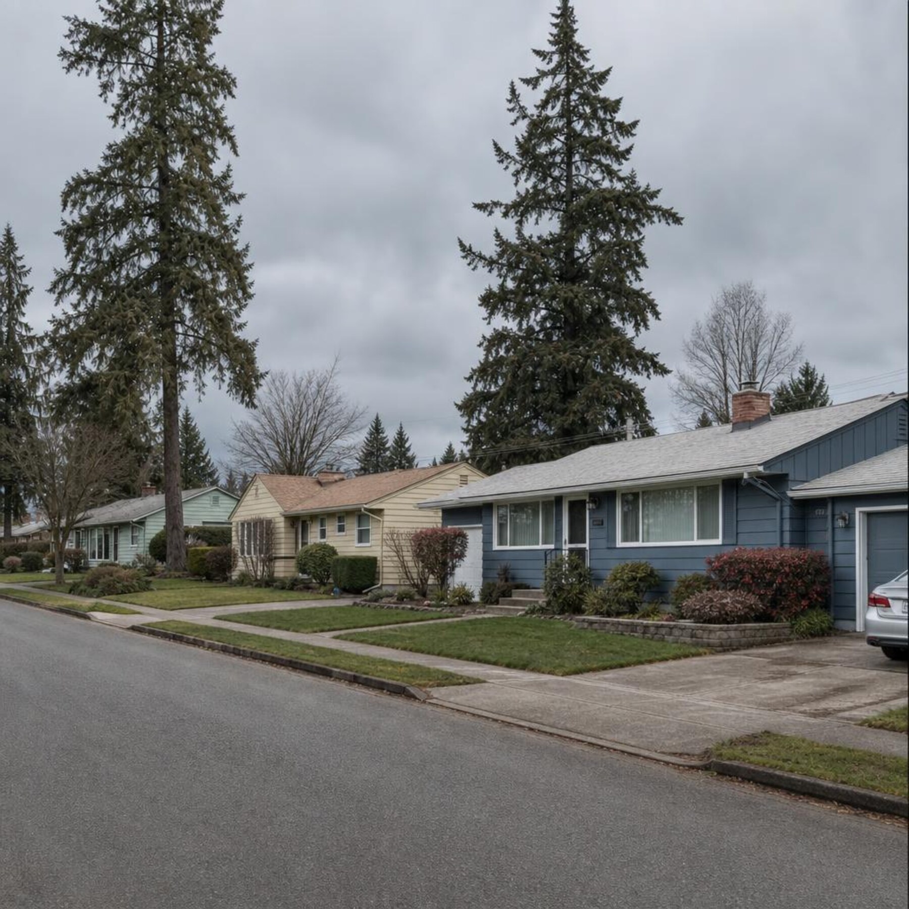 Renton Washington Highlands neighbourhood with Boeing-era ranch ramblers